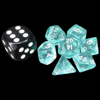 TDSO Gem Teal & Silver MINI 10mm 7 Dice Polyset
