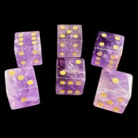 TDSO Gemstone Amethyst & Gold 6 x D6 Spot Dice Set In Padded Case