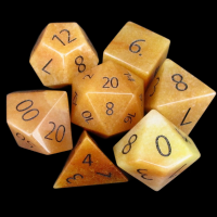 TDSO Gemstone Aventurine Peach & Black 7 Dice Polyset
