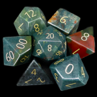TDSO Gemstone Agate Blood & Gold 7 Dice Polyset