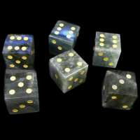 TDSO Gemstone Labradorite & Gold 6 x D6 Spot Dice Set