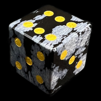 TDSO Gemstone Obsidian Snow & Gold D6 Spot Dice