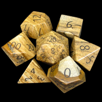 TDSO Gemstone Jasper Picture & Black 7 Dice Polyset