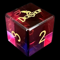 CLEARANCE TDSO Glass Tri Colour Red Blue & Clear D6 Logo Dice TEST PRODUCTION