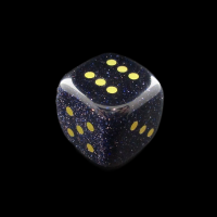 TDSO Gemstone Goldstone Blue & Gold 15mm Rounded D6 Spot Dice