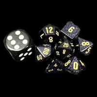 TDSO Gemstone Goldstone Blue & Gold MINI 7 Dice Polyset