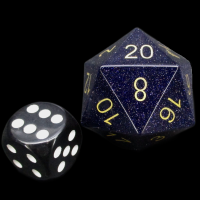 TDSO Gemstone Goldstone Blue & Gold JUMBO 30mm D20 Dice