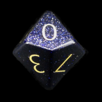 TDSO Goldstone Blue with Engraved Numbers 16mm Precious Gem D10 Dice