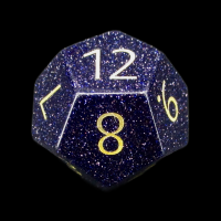 TDSO Goldstone Blue with Engraved Numbers 16mm Precious Gem D12 Dice