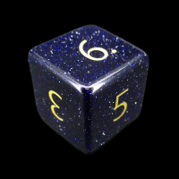 TDSO Goldstone Blue with Engraved Numbers 16mm Precious Gem D6 Dice