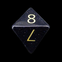 TDSO Goldstone Blue with Engraved Numbers 16mm Precious Gem D8 Dice