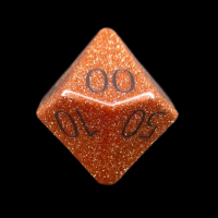 TDSO Goldstone Gold with Engraved Numbers 16mm Precious Gem Percentile Dice