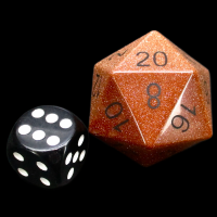 TDSO Gemstone Goldstone Gold & Black JUMBO 30mm D20 Dice