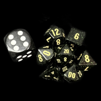TDSO Gemstone Goldstone Green & Gold MINI 7 Dice Polyset