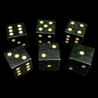 TDSO Gemstone Goldstone Green & Gold 6 x D6 Spot Dice Set In Padded Case