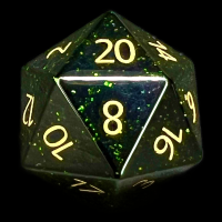 TDSO Gemstone Goldstone Green & Gold D20 Dice
