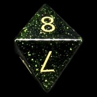 TDSO Gemstone Goldstone Green & Gold D8 Dice