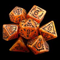 TDSO Halloween Pearl Amber & Black 7 Dice Polyset
