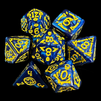 TDSO Halloween Pearl Blue & Yellow 7 Dice Polyset
