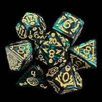 TDSO Halloween Pearl Jade & Gold 7 Dice Polyset