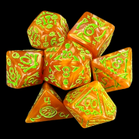 TDSO Halloween Pearl Orange & Green 7 Dice Polyset