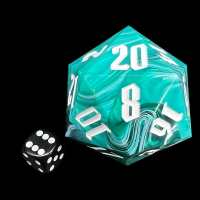 TDSO Hand Finished Swirl Jade & White MASSIVE 55mm D20 Dice