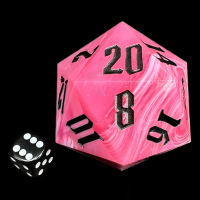 TDSO Hand Finished Swirl Pink & Black MASSIVE 55mm D20 Dice