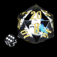 TDSO Handmade Holographic Glow in the Dark White Skull MASSIVE 55mm D20 Dice - IN BOX