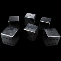 TDSO Hematite with Engraved Spots 16mm Precious Gem 6 x D6 Dice Set