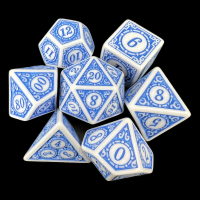 TDSO Holy Flame White & Blue 7 Dice Polyset