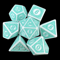 TDSO Holy Flame White & Teal 7 Dice Polyset
