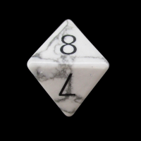TDSO Howlite White with Engraved Numbers 16mm Precious Gem D8 Dice