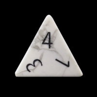 TDSO Howlite White with Engraved Numbers 16mm Precious Gem D4 Dice