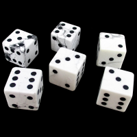 TDSO Howlite White with Engraved Numbers 16mm Precious Gem 6 x D6 Dice Set