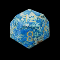 TDSO Imperial Stone Blue with Engraved Numbers 16mm Precious Gem D12 Dice