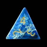 TDSO Imperial Stone Blue with Engraved Numbers 16mm Precious Gem D4 Dice