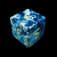TDSO Imperial Stone Blue with Engraved Numbers 16mm Precious Gem D6 Dice