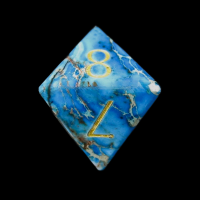 TDSO Imperial Stone Blue with Engraved Numbers 16mm Precious Gem D8 Dice