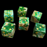 TDSO Imperial Stone Green with Engraved Numbers 16mm Precious Gem 6 x D6 Dice Set
