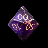 TDSO Gemstone Imperial Stone Purple & Gold Percentile Dice
