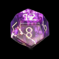 TDSO Imperial Stone Purple with Engraved Numbers 16mm Precious Gem D12 Dice
