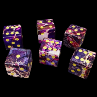 TDSO Imperial Stone Purple with Engraved Numbers 16mm Precious Gem 6 x D6 Dice Set