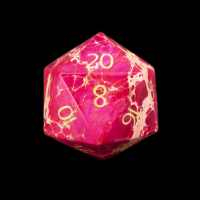 TDSO Imperial Stone Red with Engraved Numbers 16mm Precious Gem D20 Dice