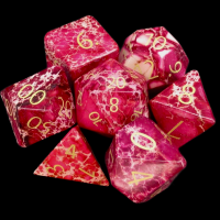 TDSO Imperial Stone Red with Engraved Numbers 16mm Precious Gem 7 Dice Polyset
