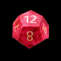TDSO Imperial Stone Red with Engraved Numbers 16mm Precious Gem D12 Dice