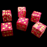TDSO Imperial Stone Red with Engraved Numbers 16mm Precious Gem 6 x D6 Dice Set