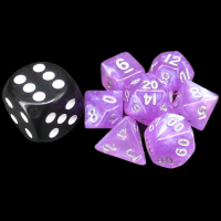 TDSO Iridescent Lilac & Silver MINI 10mm 7 Dice Polyset