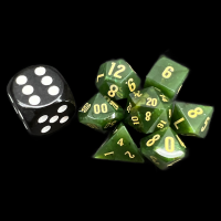 TDSO Gemstone Jade Nephrite & Gold MINI 7 Dice Polyset