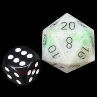 TDSO Gemstone Jade Xinjiang & Black JUMBO 30mm D20 Dice