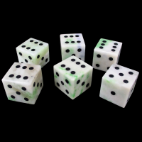 TDSO Gemstone Jade Xinjiang & Black 6 x D6 Spot Dice Set